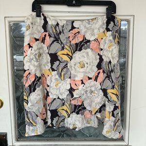 Loft Skirts | Floral Skirt by Loft, Size 19 | Color: Gray/Pink